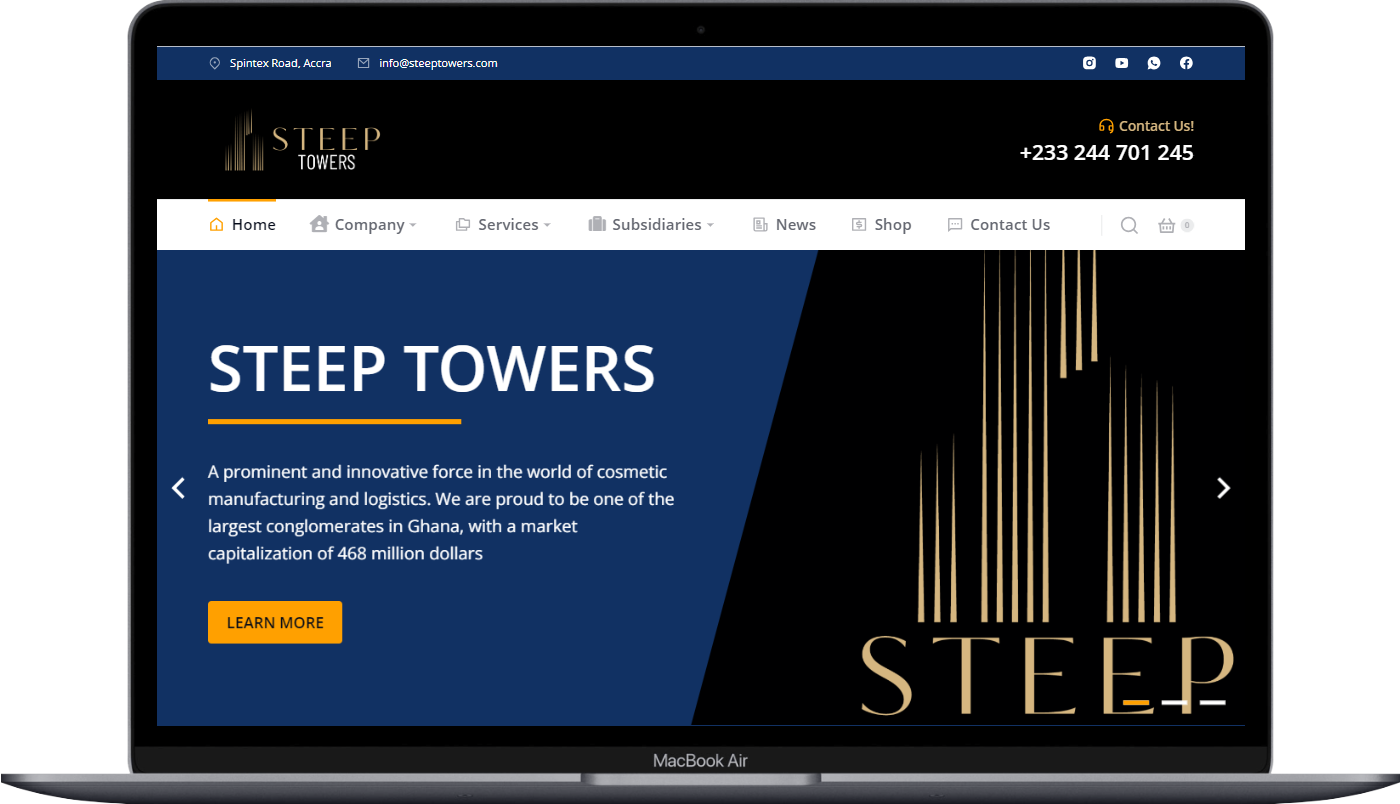 Website Design for Steep Towers